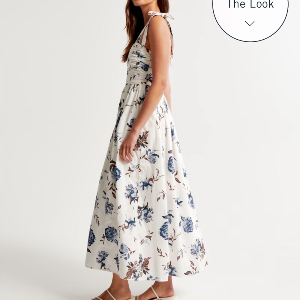 Abercrombie & Fitch Floral Maxi Dress - White and Blue